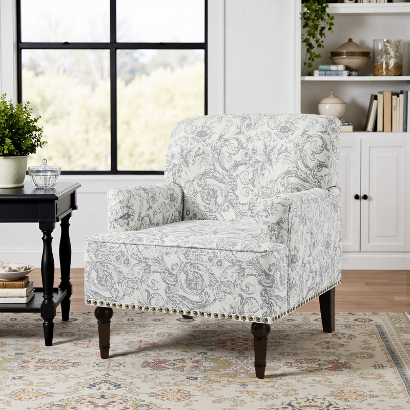 Fauteuil Glenetta Iliana, Chenille gris pâle