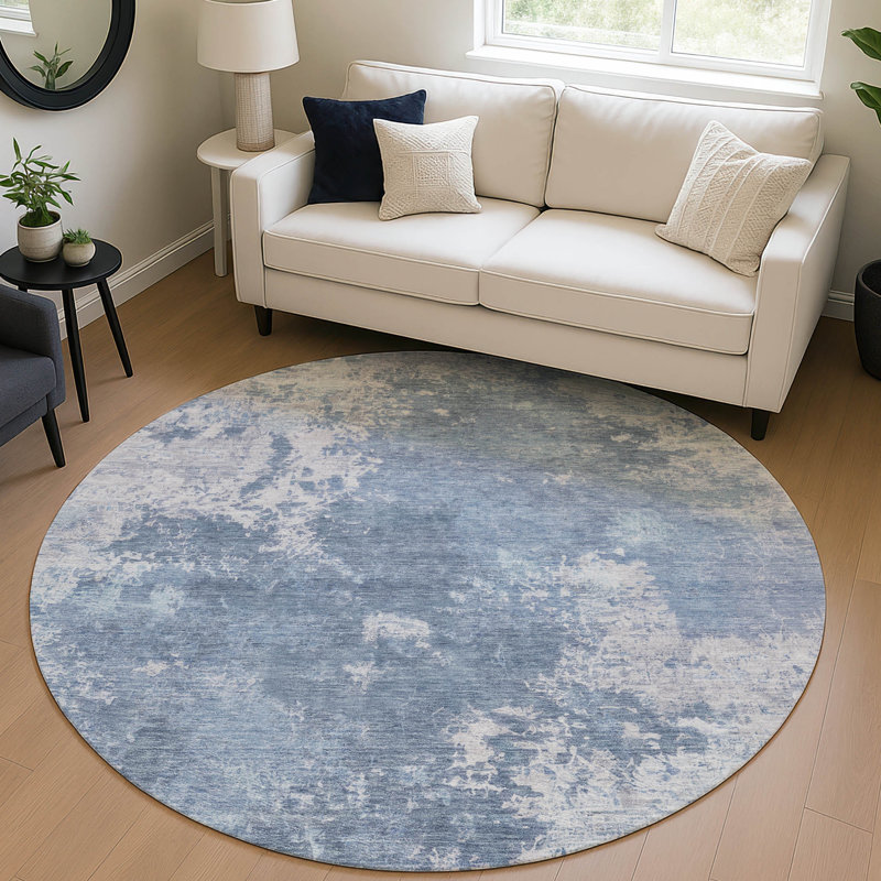 Machine Washable Indoor/Outdoor Earleville ACN2364 Abstract Rug, Round 8'