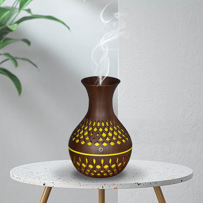 Hollow Wood Grain Lighting Desktop Small Humidifier Aromatherapy For Home And Office Use
