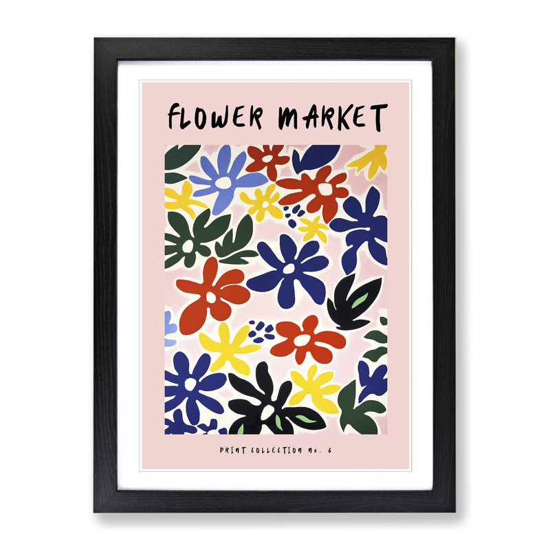 Pink Flower Market Exhibition No.6 - Single Picture Frame Print on Wood, 46cm H x 34cm W x 2cm D