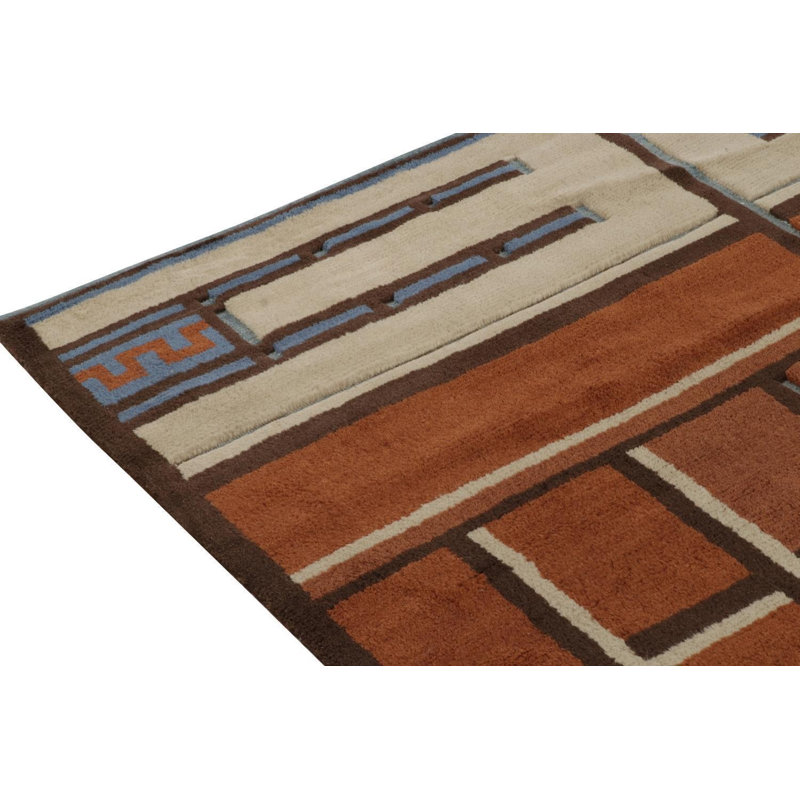 Scandinavian Hand Knotted Wool Geometric Area Rug, Rectangle 10' x 14'