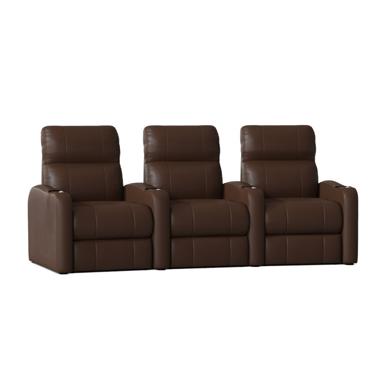 Upholstered Home Theater Seating with Cup Holder, Manual, Classic Cappucino