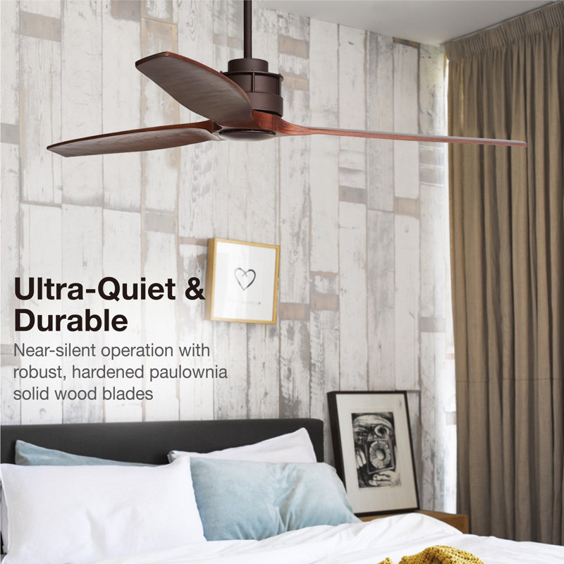 60in 3-Blades Indoor Ceiling Fan with Remote Control, Oil Rubbed Bronze/Koa