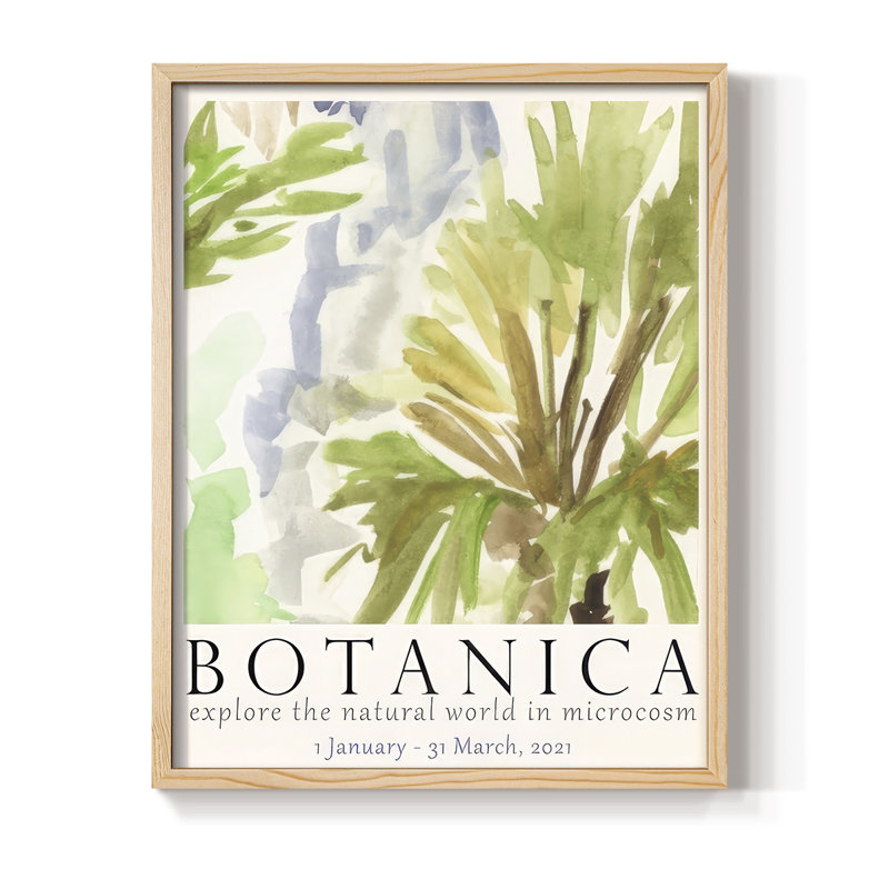 Affiche Botanica de l'exposition III, reproduction encadrée - bois massif, Naturel, H 15 po x l 12 po
