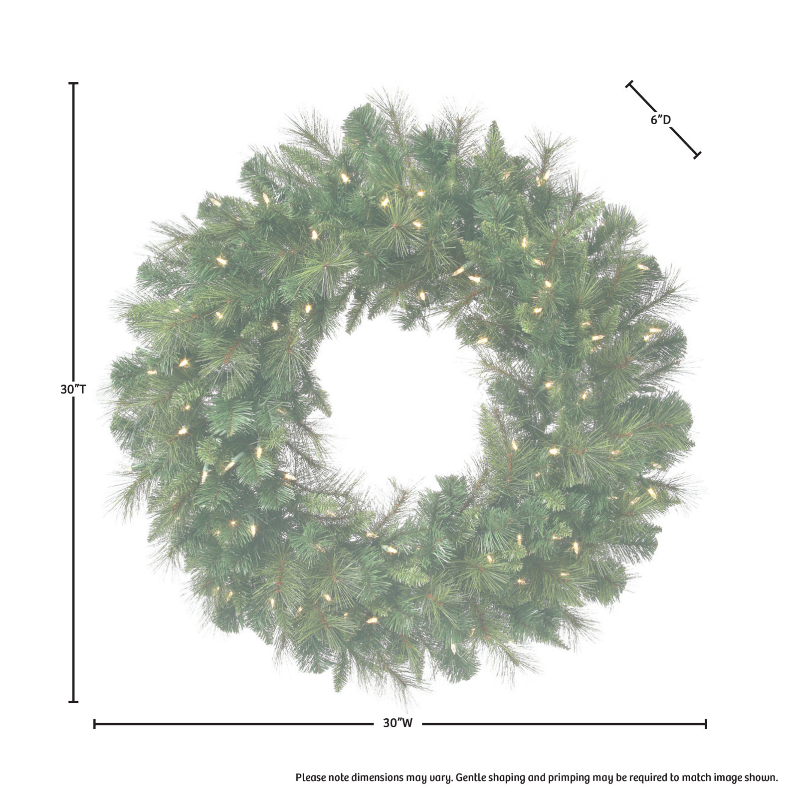 LED Belgium Mix Wreath, 30" W x 30" H x 4" D