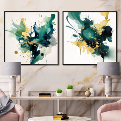 "Bleu foncé et or", 2 pièces