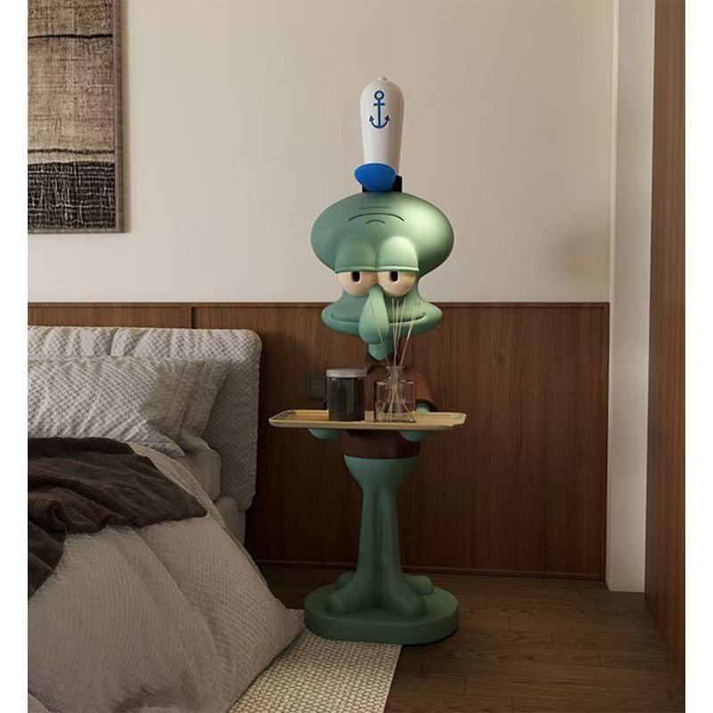 Sculpture moderne sur pied tentacules en résine avec plateau de service