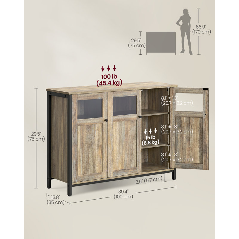 Adisynne 100cm Sideboard, Rustic Oak/Black