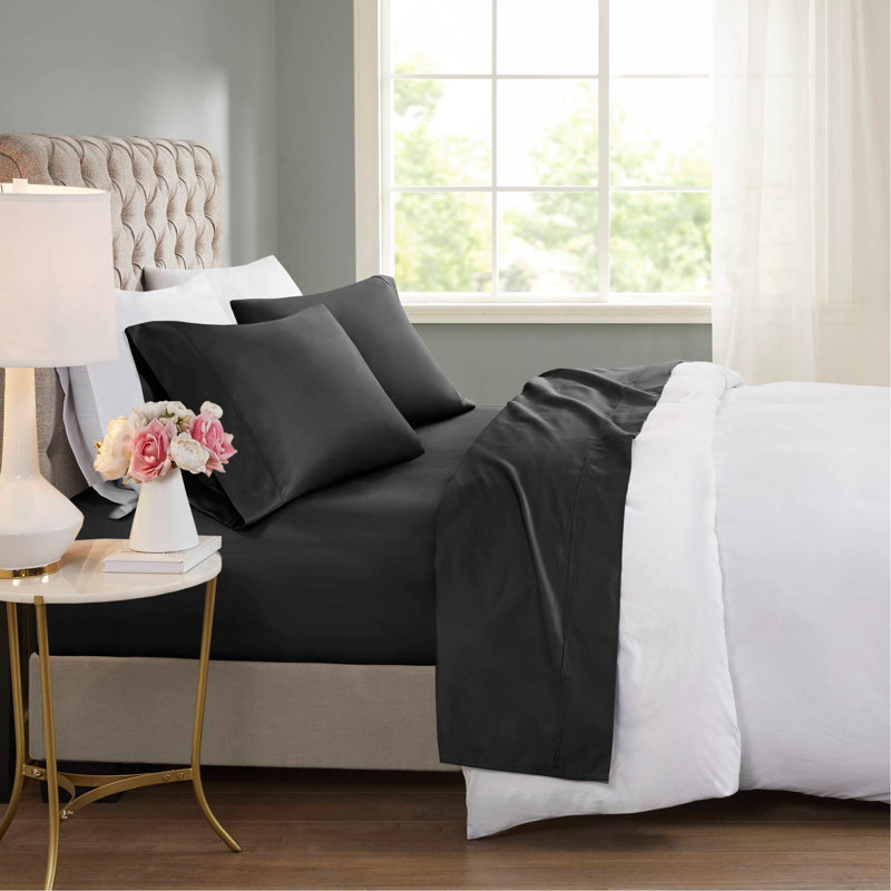 Ensemble de draps 4 pièces Cool King, Ensemble de draps pour très grand lit avec 2 taie