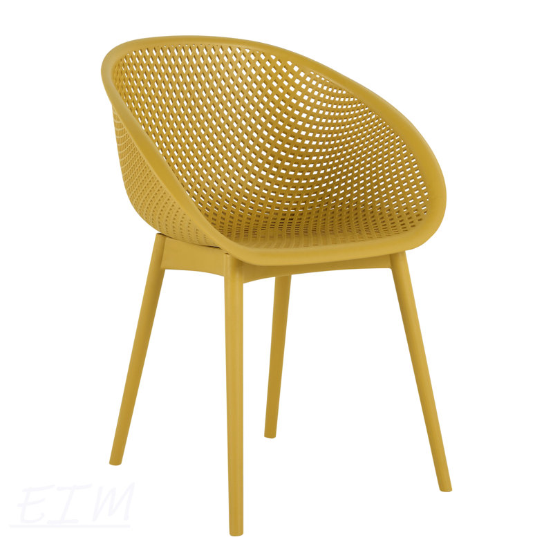 Ensemble de 4 chaises longues modernes terreuses jaunes avec table blanche toutes saisons de 55 pouces, idéales pour une utilisation intérieure / extérieure et des espaces polyvalents