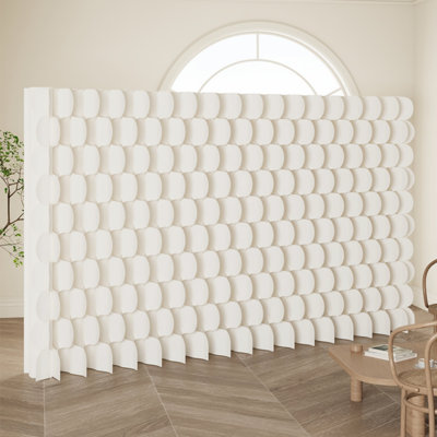 Foldable Paper Room Divider, Fish Scale Accordion Partition Wall, Freestanding Decorative Display Wall for Exhibition, Retail Shop, Event Backdrop & Home Space Separation