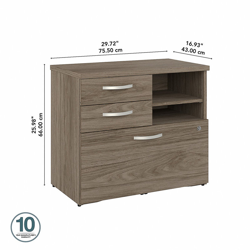 Kaydrie 30'' Wide 3 -Drawer File Cabinet, Modern Hickory