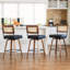 Ensemble de 3 tabourets de bar pivotants à hauteur de comptoir, tabourets de bar modernes de style Mid-Century avec dossier en rotin, tabourets d'îlot de cuisine en bois massif d'une hauteur de siège de 27 pouces, chaises de bar rembourrées en similicuir beige-1363837252-1363287983