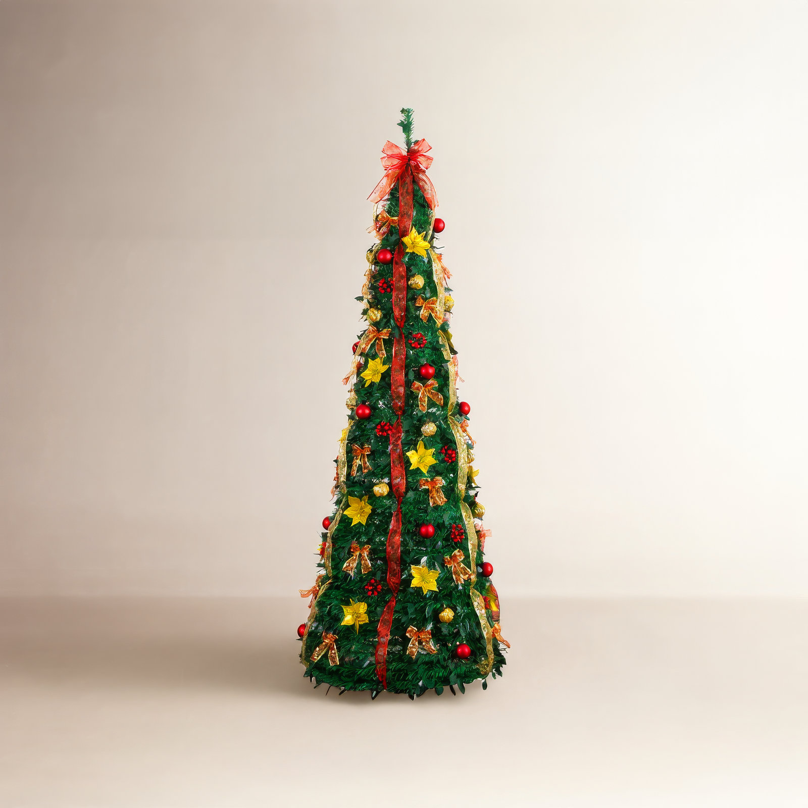 Pre-Lit Pine Christmas Tree with Decorations, 7" H x 31" W x 24" D
