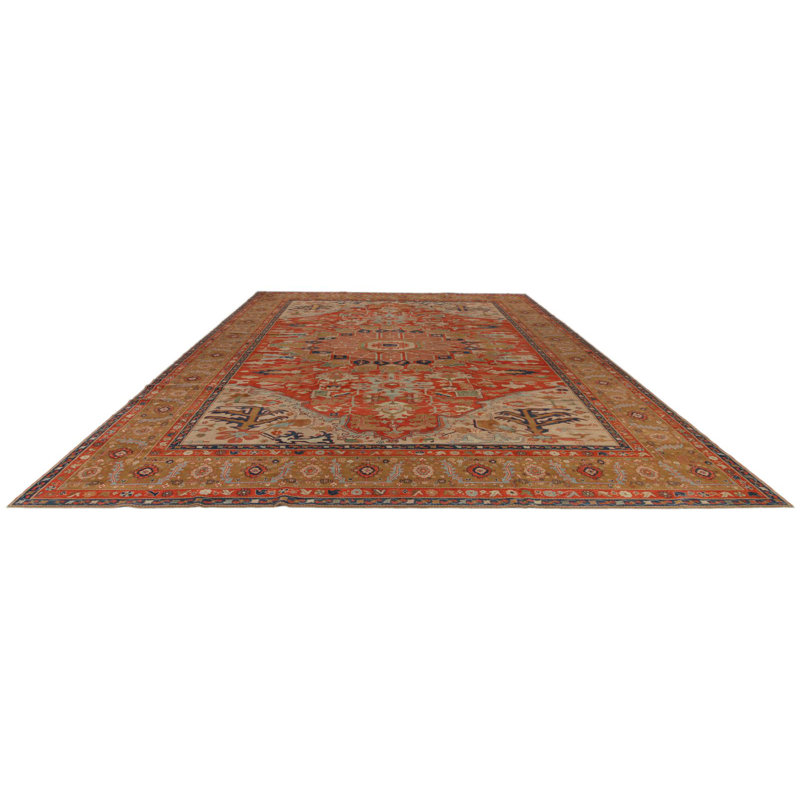 Tapis traditionnel turc rouge et or 13 x 15