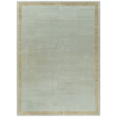 Nepalese Hand-Knotted Aqua/Gold Area Rug