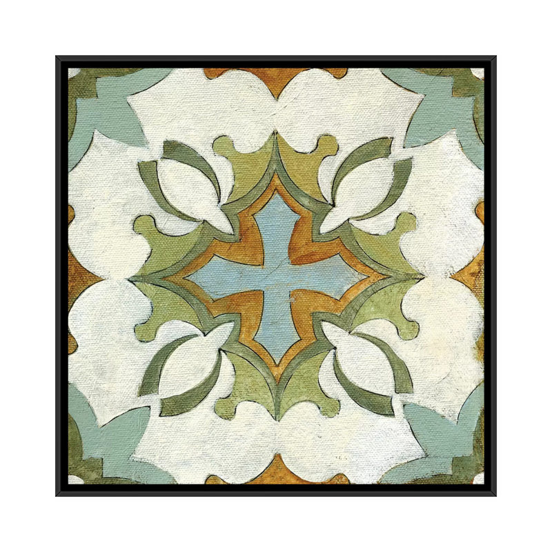 Tuile de l'Ancien Monde, Toile avec cadre noir, H 26 po x l 26 po x P 1,5 po, Aucun mat