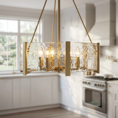 6-Light 19" Glass Shade Drum Chandelier