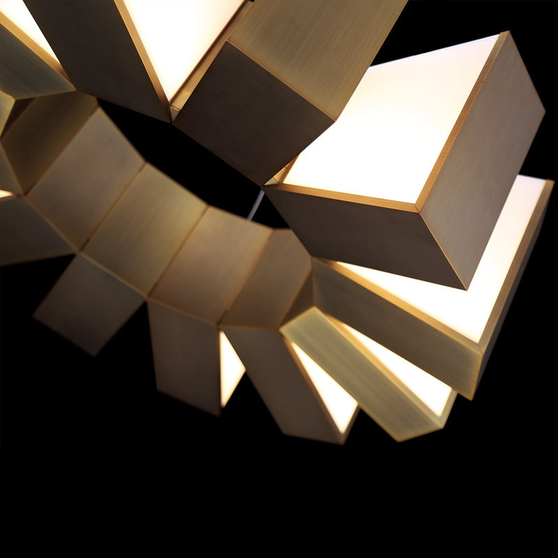 Chronos 12 - Light Unique / Statement Drum LED Chandelier, Aged Brass, 10" H X 34" W X 34" D , 12 Lights