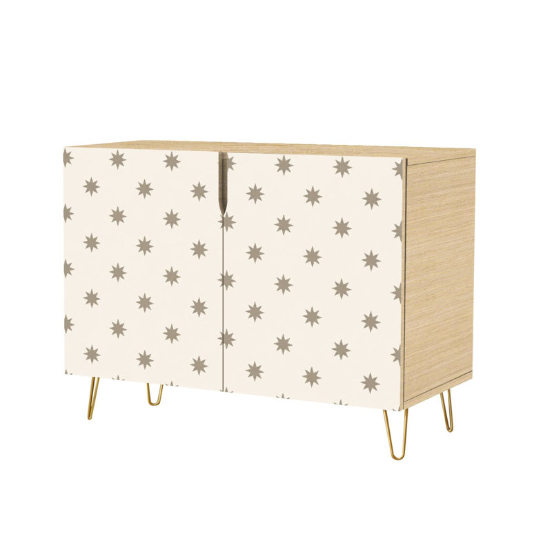 Buffet buffet avec rangement minimaliste à motif d'étoile beige avec 2 portes pour le salon et la cuisine