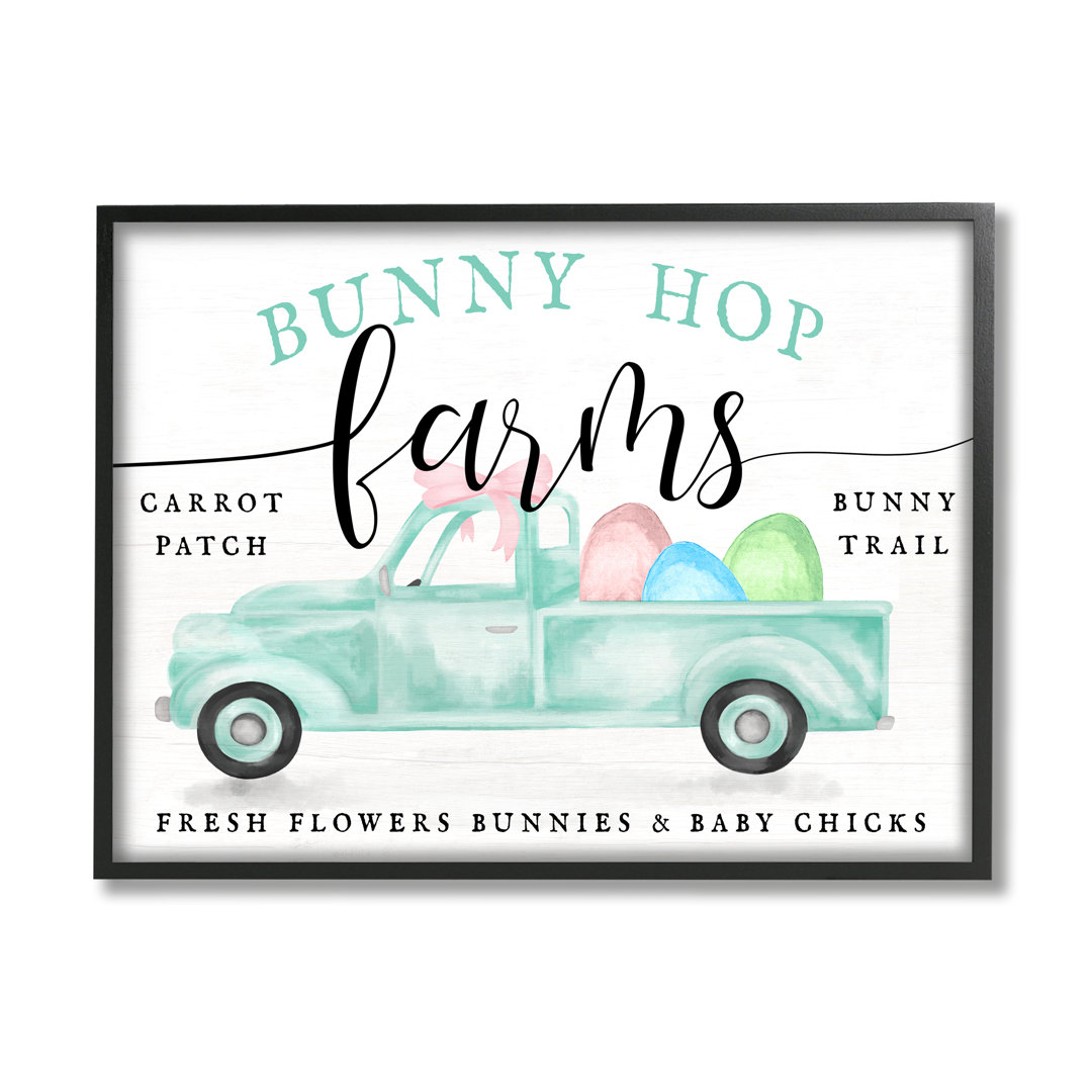 " Bunny Hop Farms Sign Easter Egg Green Truck " by Daphne Polselli The Holiday Aisle® 