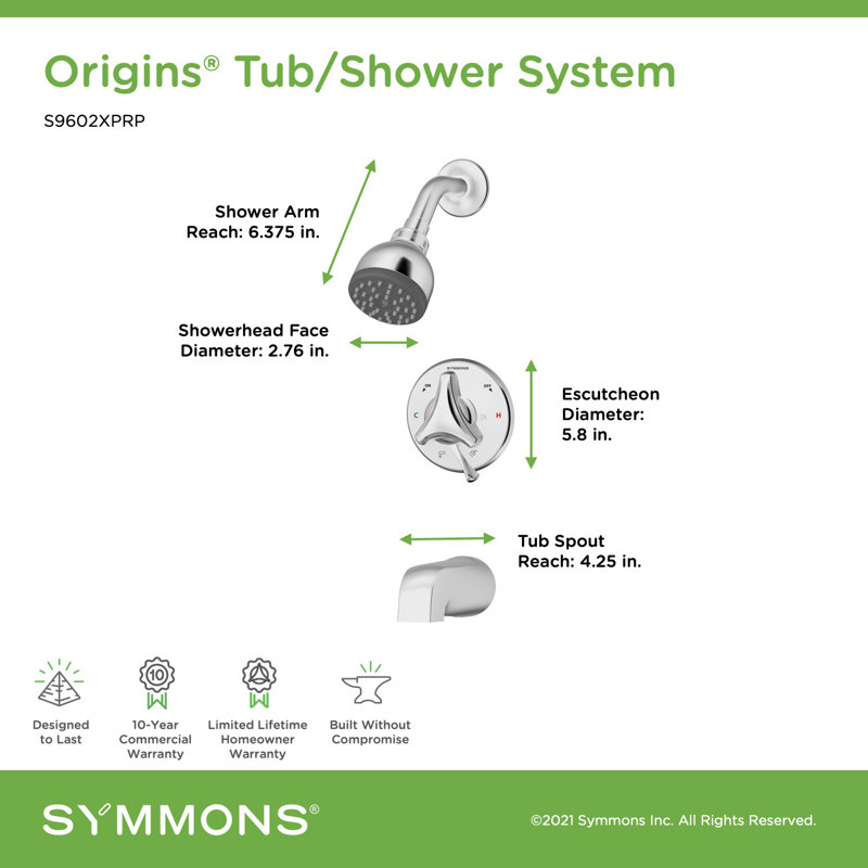 Origins 1-Handle Tub and Shower Faucet in Chrome, Lever