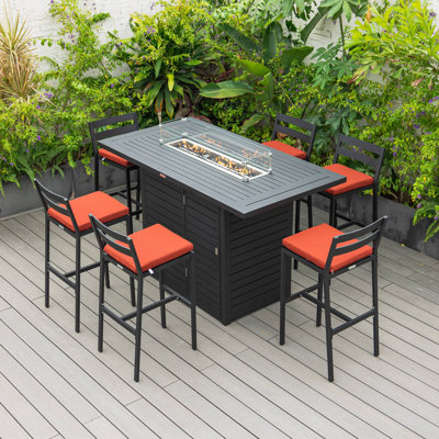 Patio Bar Stool In Powder-Coated Aluminum Frame With Removable Cushion Chelsea Collection by LeisureMod