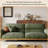 88.58"Green linen-blend loveseat with throw pillows-926685543