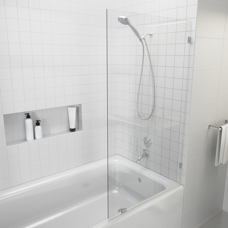 Panneau de salle de bain fixe simple sans cadre 24 po x 58,25 po Vela, Nickel brossé
