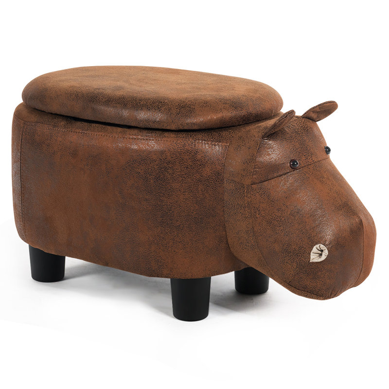 60cm Wide Novelty Solid Colour Ottoman with Storage, Brown