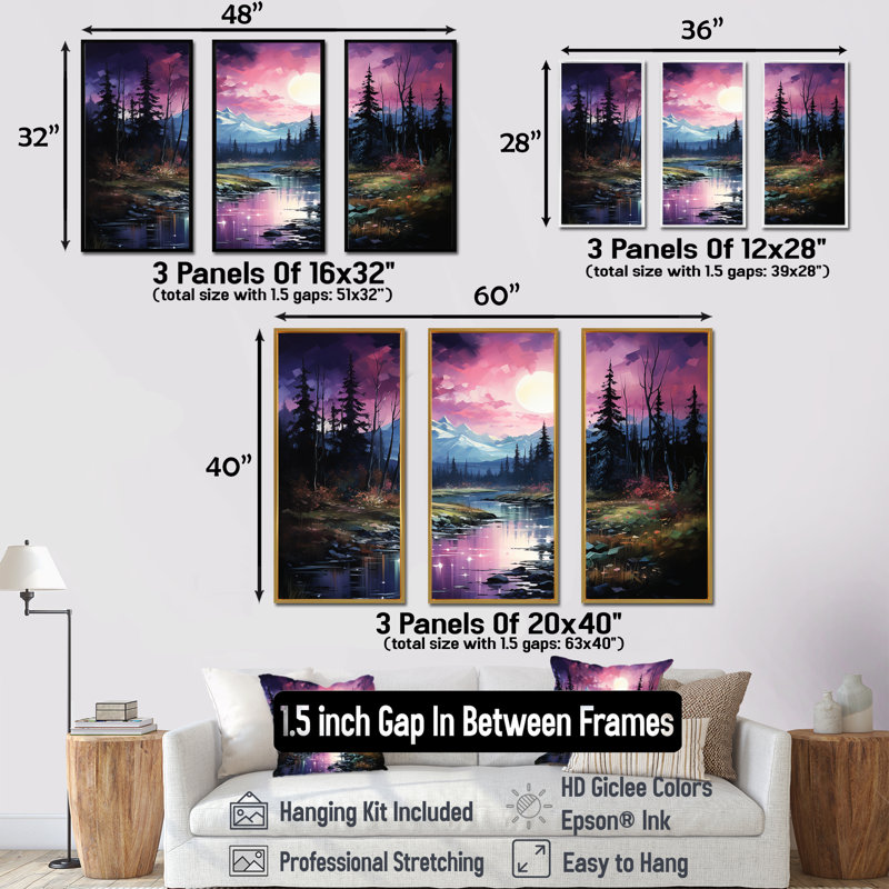 Art mural Northern Light, Cadre flottant noir, H 40 po x l 60 po x P 1 po