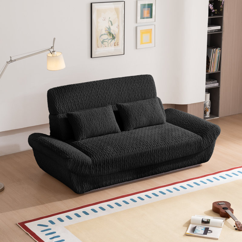 Boneless 79.5'' Ergonomic Compressed Corduroy Sofa – Extensible Headrests, Assembly Free, Space-smart For Any Room, Black