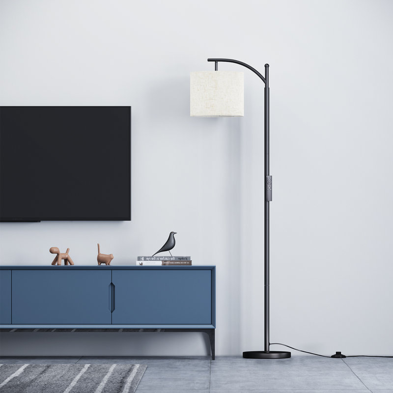 Latitude Run 61.5" Arc Floor Lamp with Remote Control, Black
