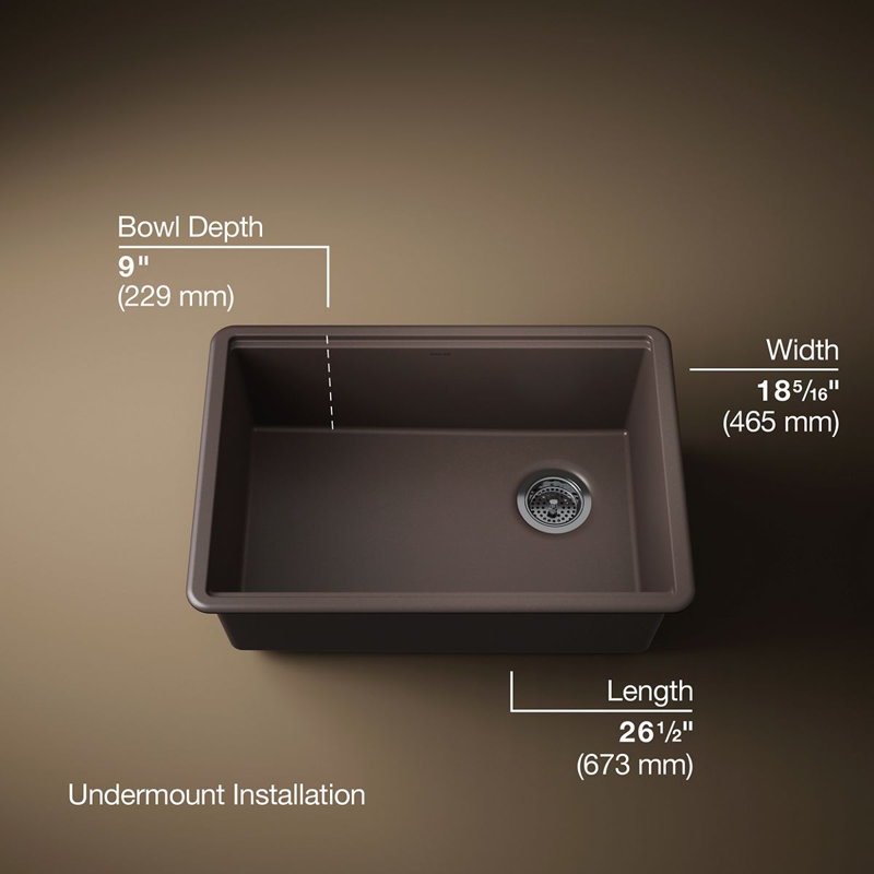 Billings Undermount Single-Bowl Kitchen Sink, Brown