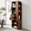 Armoire de rangement autoportante avec tiroirs et tablettes ouvertes