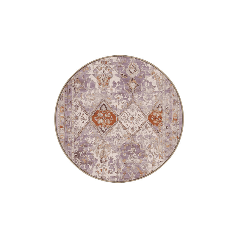 Tapis beige lavable à la machine, Rond 5 pi