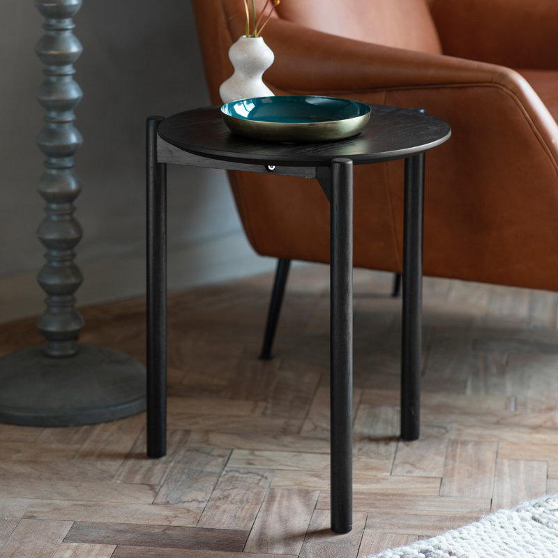 Burley Solid Wood End Table, Black, Black