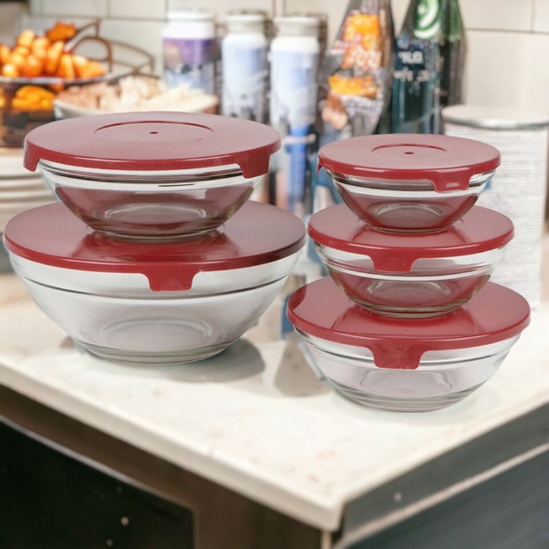 Shuford Glass Food Storage Container, Red