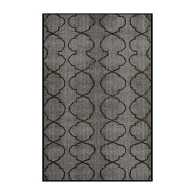 Machine Washable Trellis Gray Area Rug