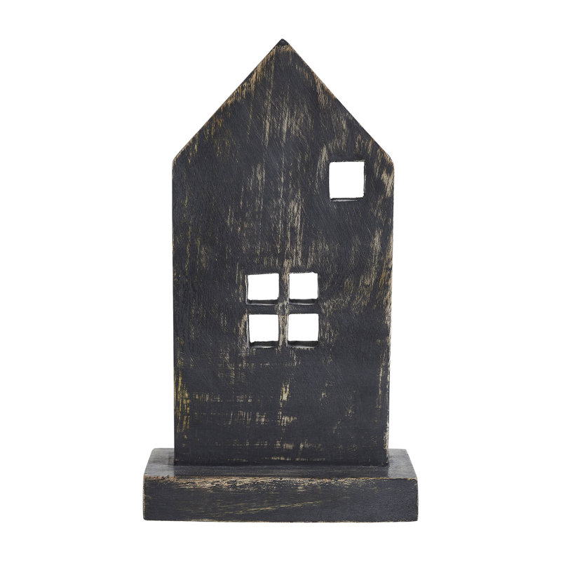 Festive Finds Rustic Wooden House - gris, H 10 po x l 5,75 po x P 3 po