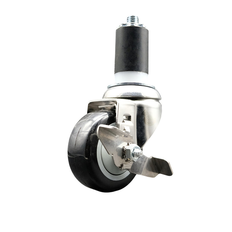 Polyurethane Swivel Expanding Stem Caster Brake, 3.5" H x 3.5" W