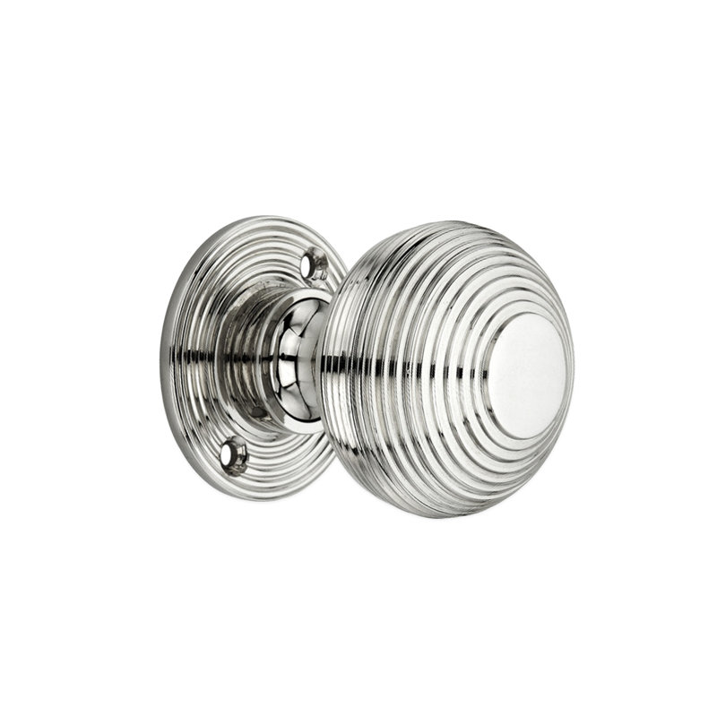 Beehive 50mm Rim/Mortice Door Knob, Polished Nickel