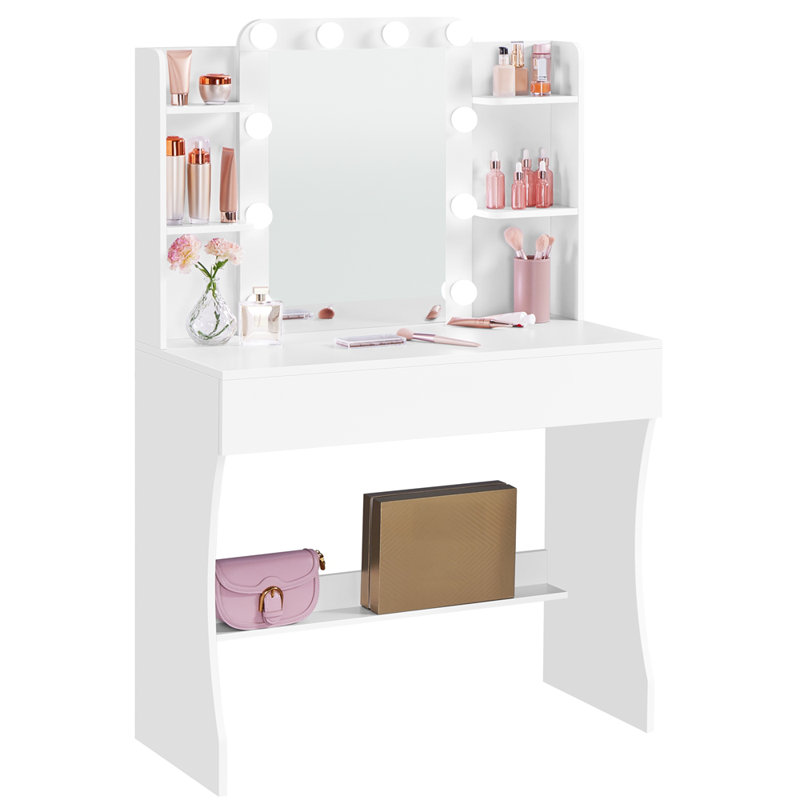 Dressing Table with Mirror, White