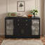 Buffet moderne avec 4 portes, 2 tiroirs, tablettes réglables, prise de courant, panneaux en acrylique et poignées en alliage d'aluminium-1089762173