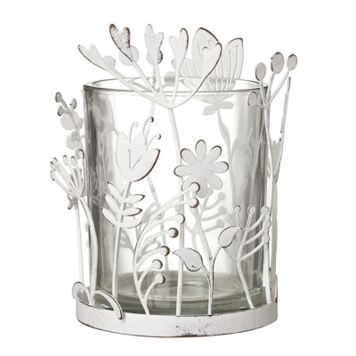 Glass, Metal Tabletop Tealight Holder