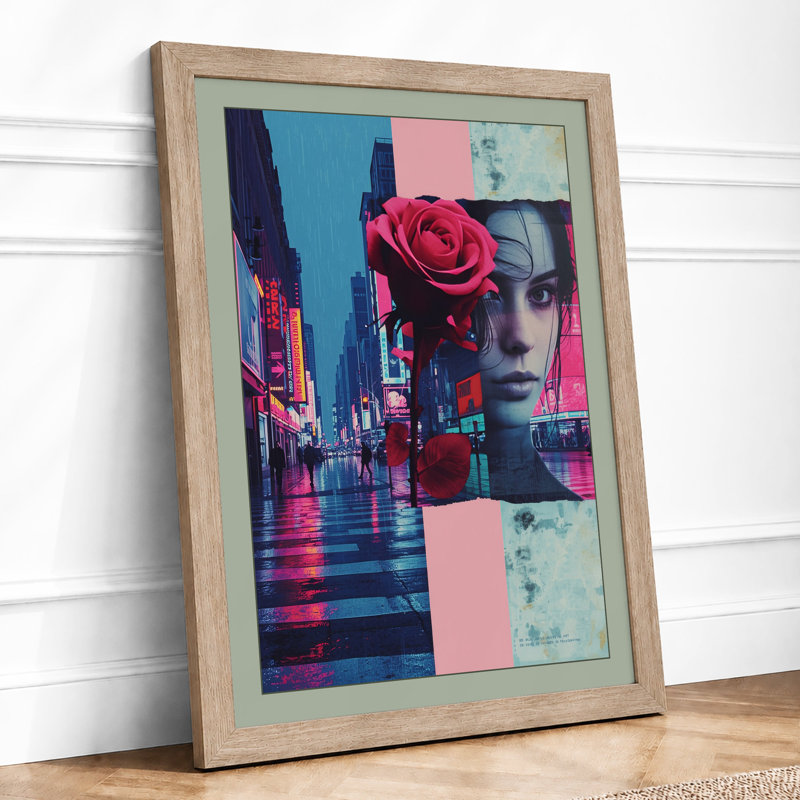 Neon Urban Soul Modern - Framed Print, A3 - 42.0 x 29.7 cm, Oak