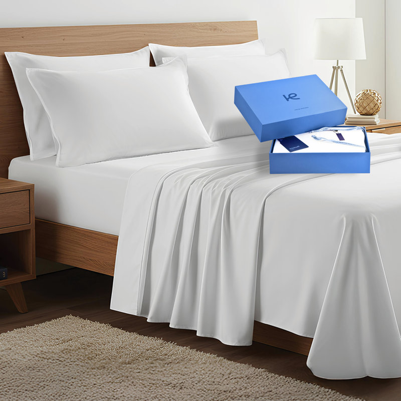 100% Organic Viscose From Bamboo Sheets Set, 300 Thread Count, 4-pc Set, Luxury Cooling Sheets, Deep Pockets - Gift-Ready Packaging, California King Size (White)