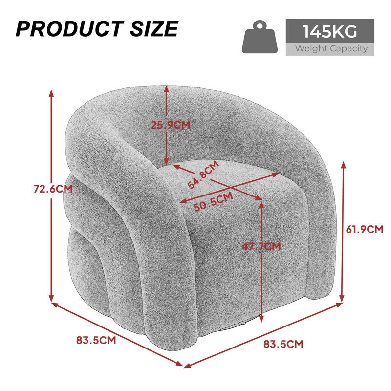 Aunna 83.6Cm Wide Swivel Barrel Chair, Navy Polyester Blend