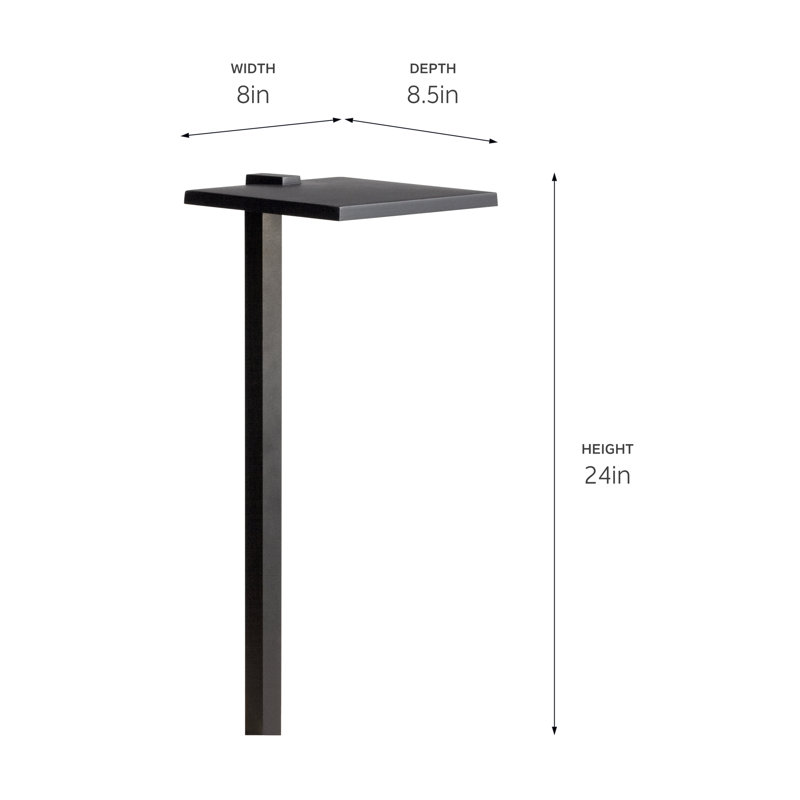Matte Black Low Voltage Integrated LED Metal Pathway Light, 24" H x 8.5" W x 8" D