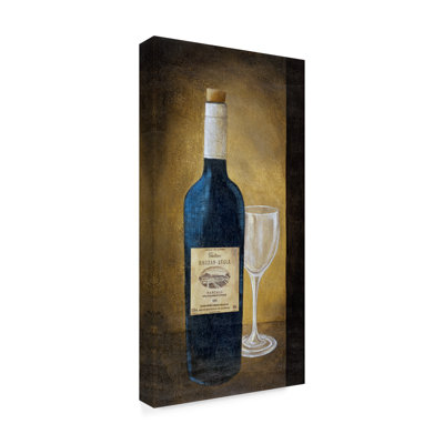 Reproduction d’art sur toile tendue, "une bouteille de vin avec verre" par Pablo Esteban
